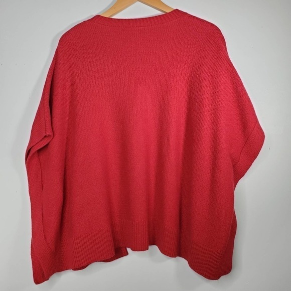 Brooks Brothers Cable Knit Open Front Poncho Cardigan Red One Size - Picture 5 of 8